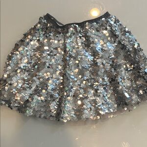 Zara Silver Sequin Skater Skirt